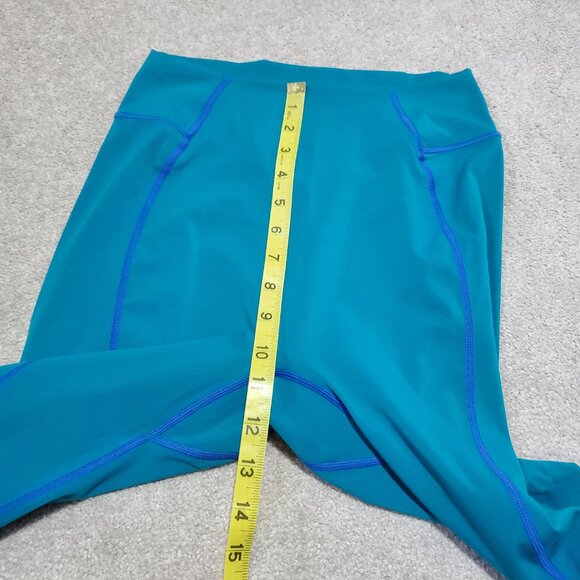 BUFFBUNNY Compression 7/8 Leggings 26" Gym Workout Run Teal Blue Women's Large - Picture 8 of 9